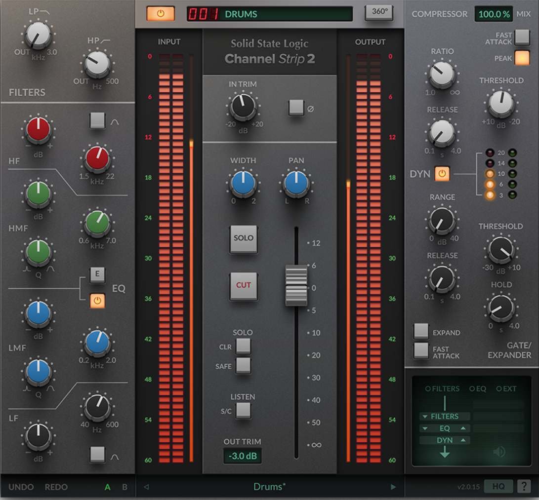 SSL Native Channel Strip 2 のGUI