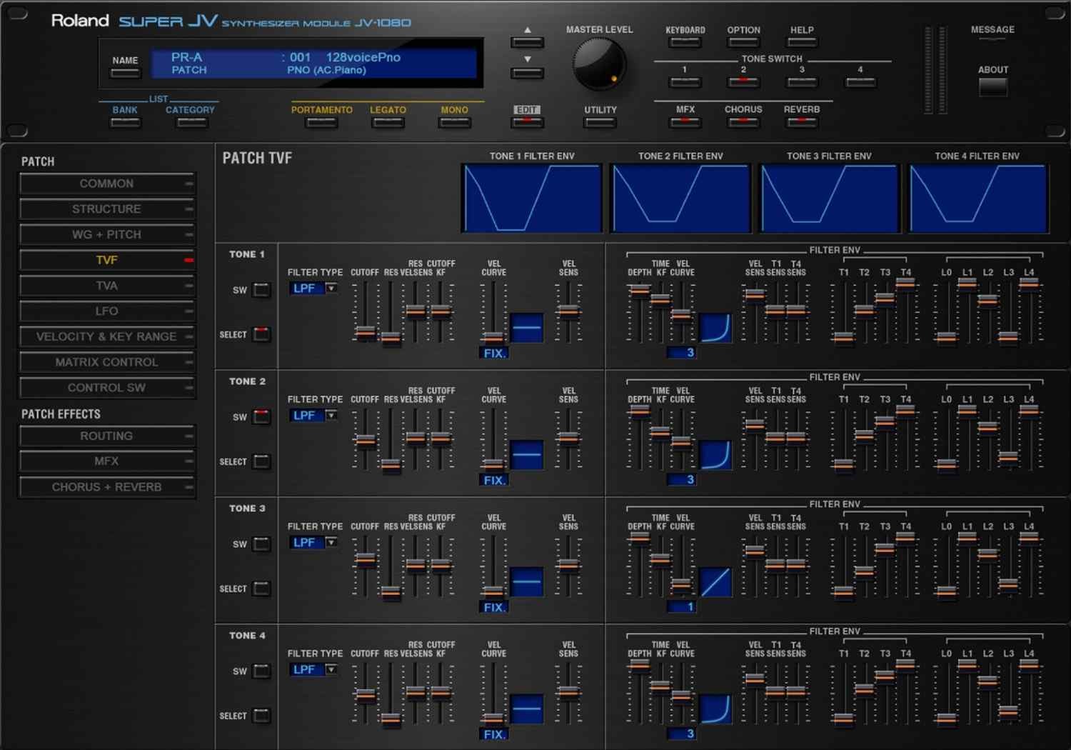 JV-1080 のGUI画面