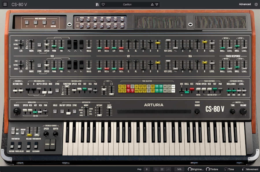 Arturia CS-80 V4 のアドバンスト画面