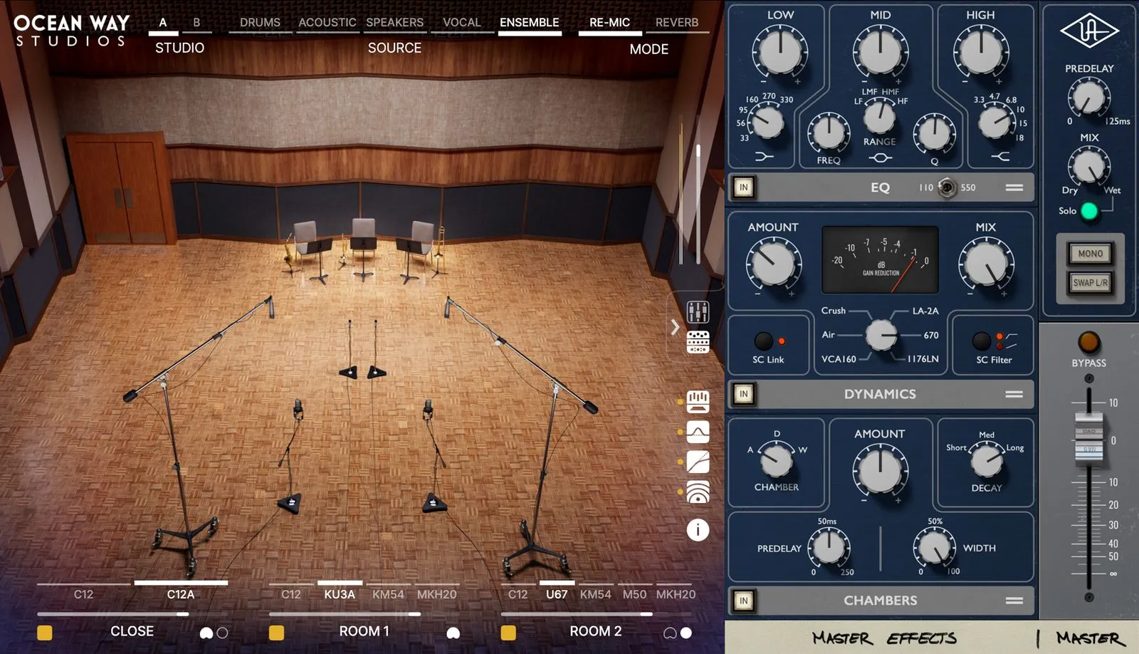 Ocean Way Studios Deluxe のコンソール・EQ・ダイナミクス画面