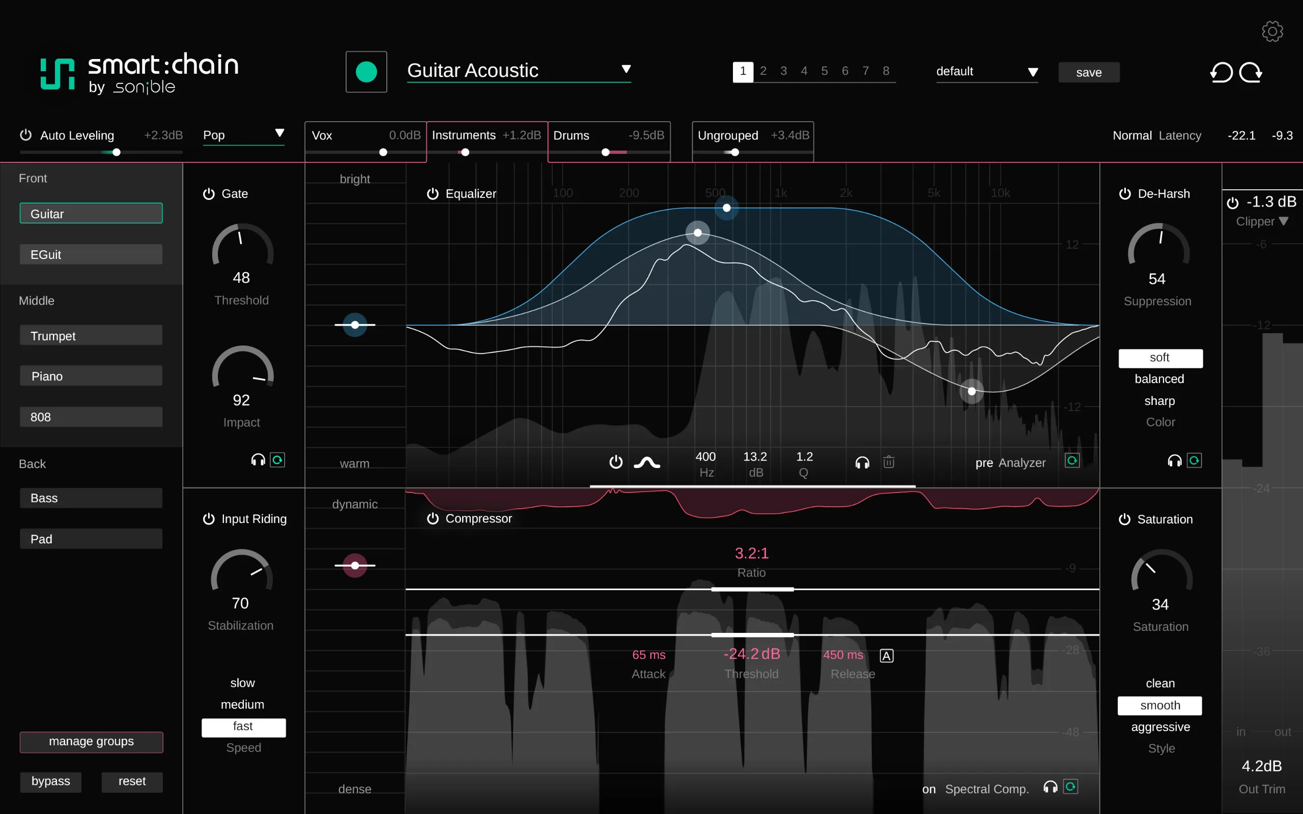 sonible smart:chain の画面