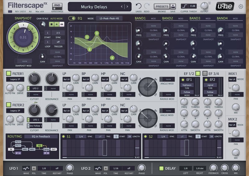 u-he『Filterscape FX』のインターフェイス