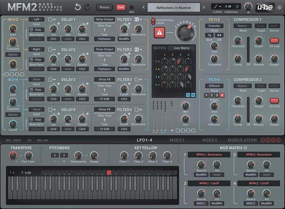 u-he『MFM2』のインターフェイス