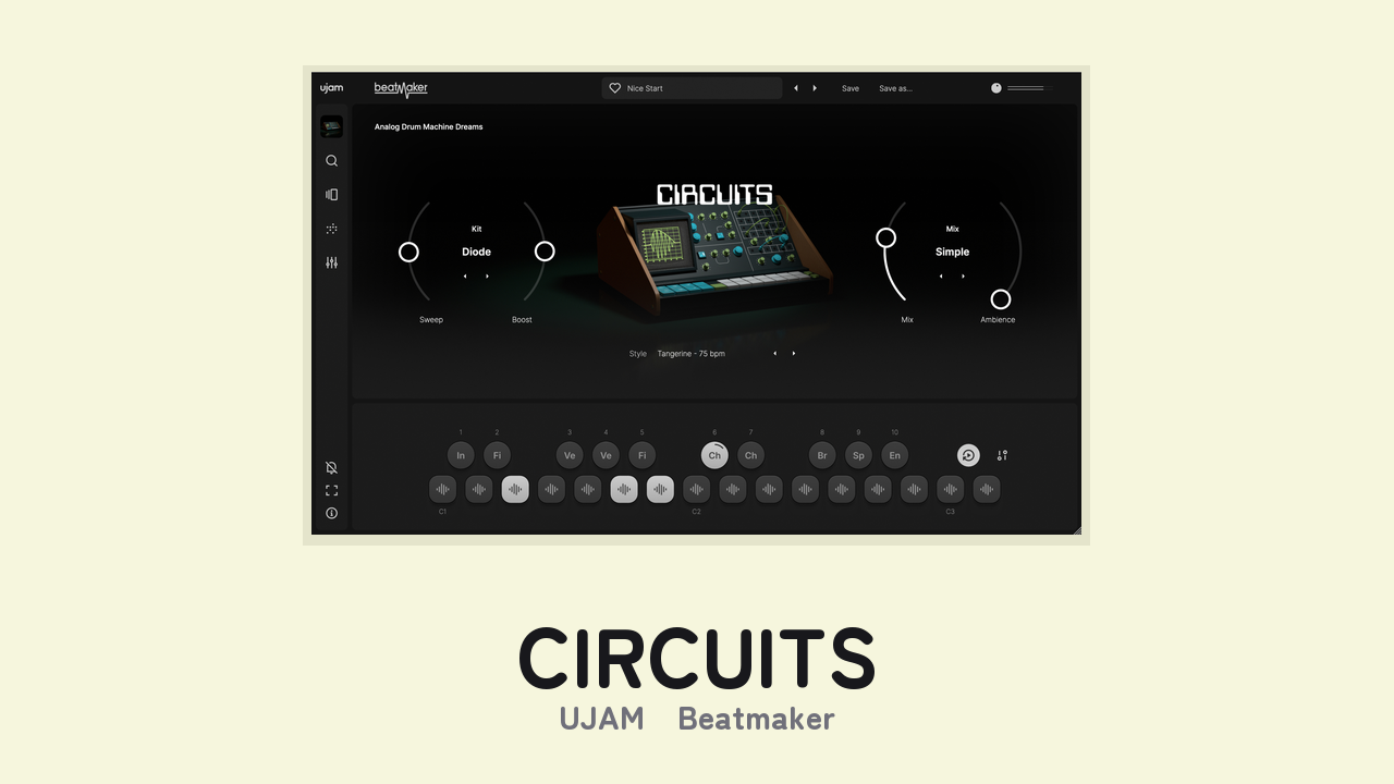 UJAM Beatmaker CIRCUITS のGUI