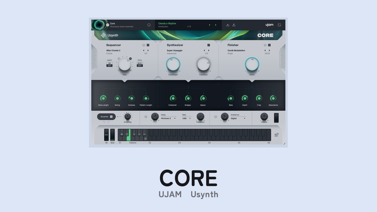 UJAM Usynth CORE のGUI
