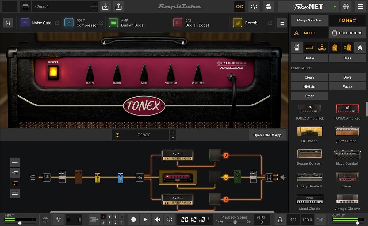 AmpliTube 5内のTONEXビュー