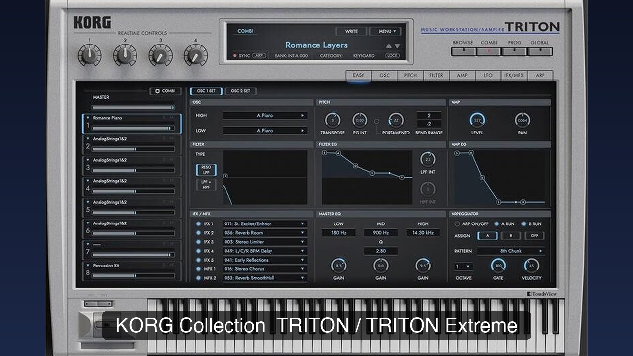 KORG Collection TRITON / TRITON Extreme のGUI画面