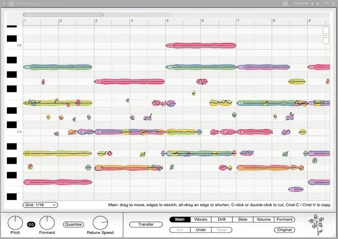 bubblegum のGUI（ピッチ編集画面）