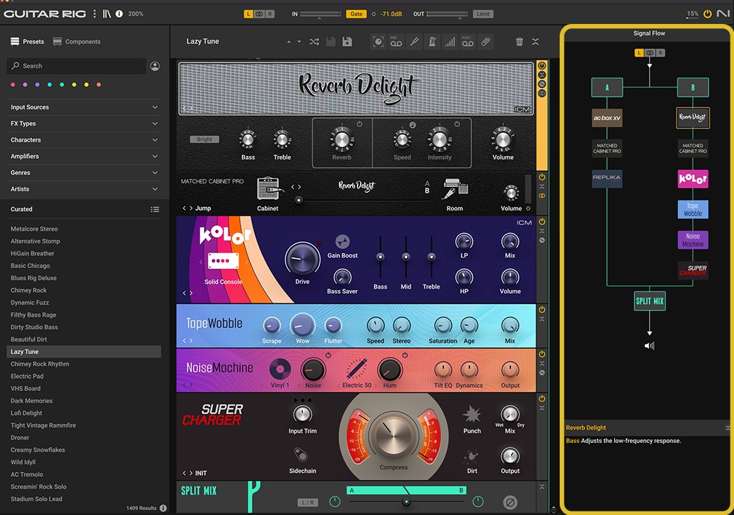 Native Instruments Guitar Rig 7 Pro のGUI