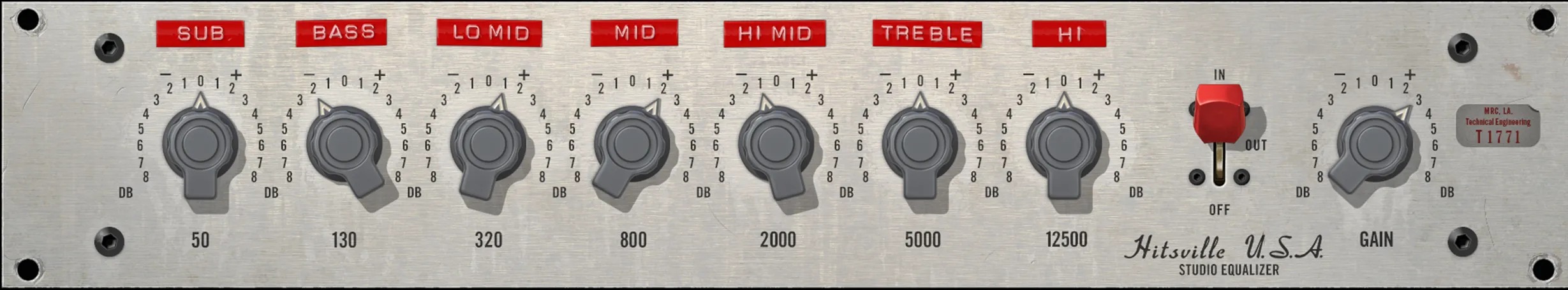 Universal Audio Hitsville EQ Collection のGUI