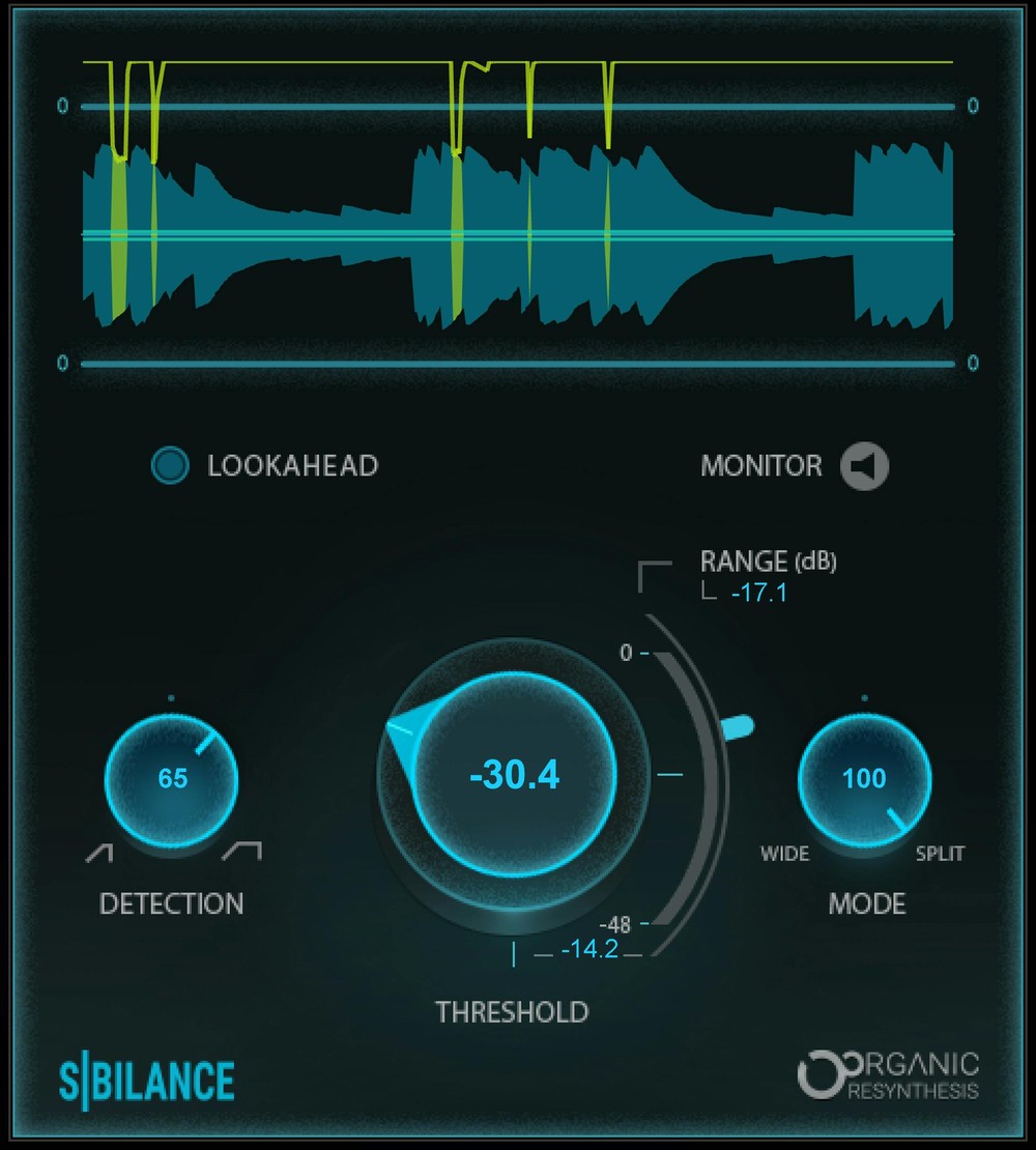Waves Sibilance のGUI