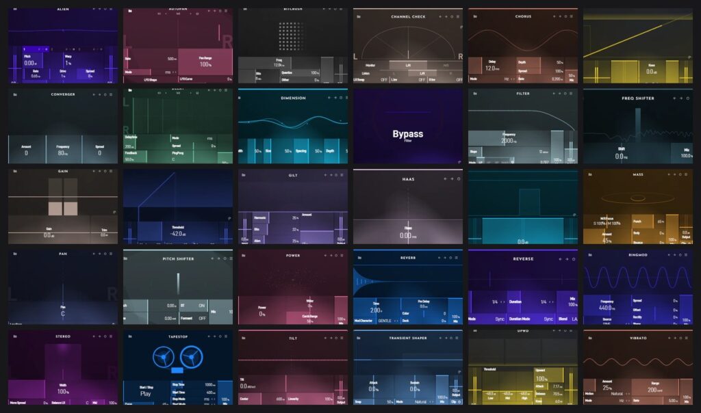ZEN AUDIO『ZEN Basics』に収録されている30種類のプラグインの画面